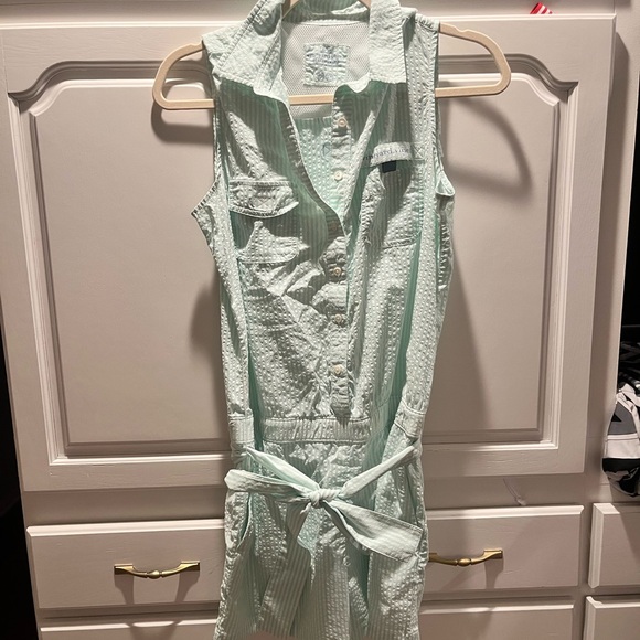 Vineyard Vines Pants - Vineyard Vines Mint and White Striped Performance Romper